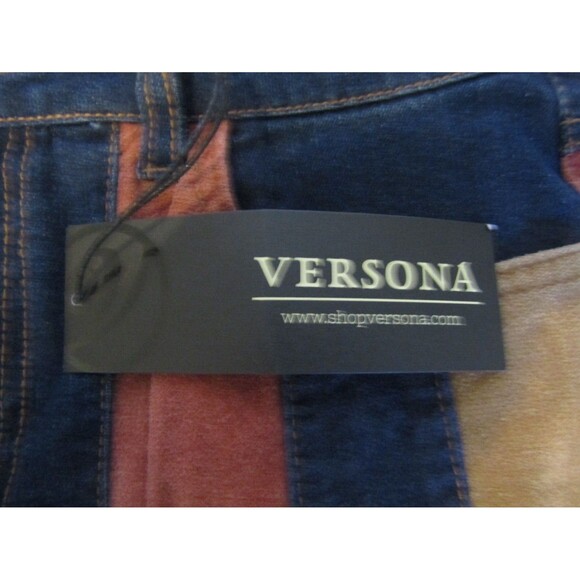 Versona Flare Jeans Striped Patchwork Colorblock 70s Boho NWT Size 6 Sm - Picture 6 of 9